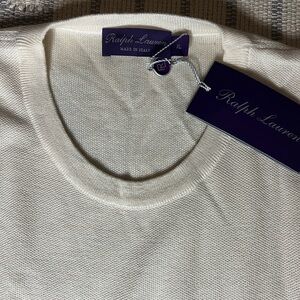 Ralph Lauren Purple Label Men's Cashmere Cream Crewneck Sweater